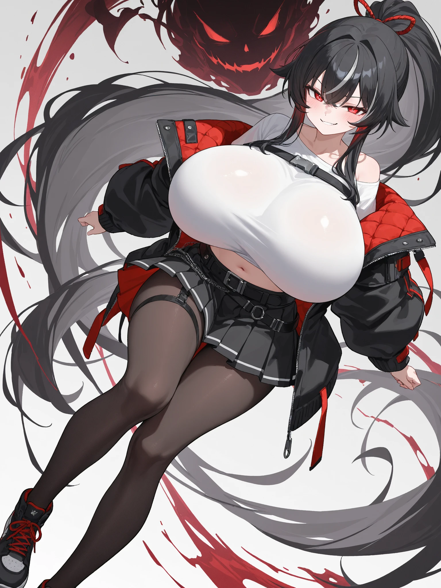 (Exquisite eyes),(Clear and beautiful eyes:1.61),masterpiece, 1 young girl,(Black clothes and some red gems), Black long hair, (She has a huge red gem on her chest), Good Hand,((The Havoc of StarCraft)),full-body shot,Fighting Stance,(Red Eyes:1.466)，short and small,(Very big breasts:1.35),(Pretty Face),(full-body shot:1.33),Beautiful hands