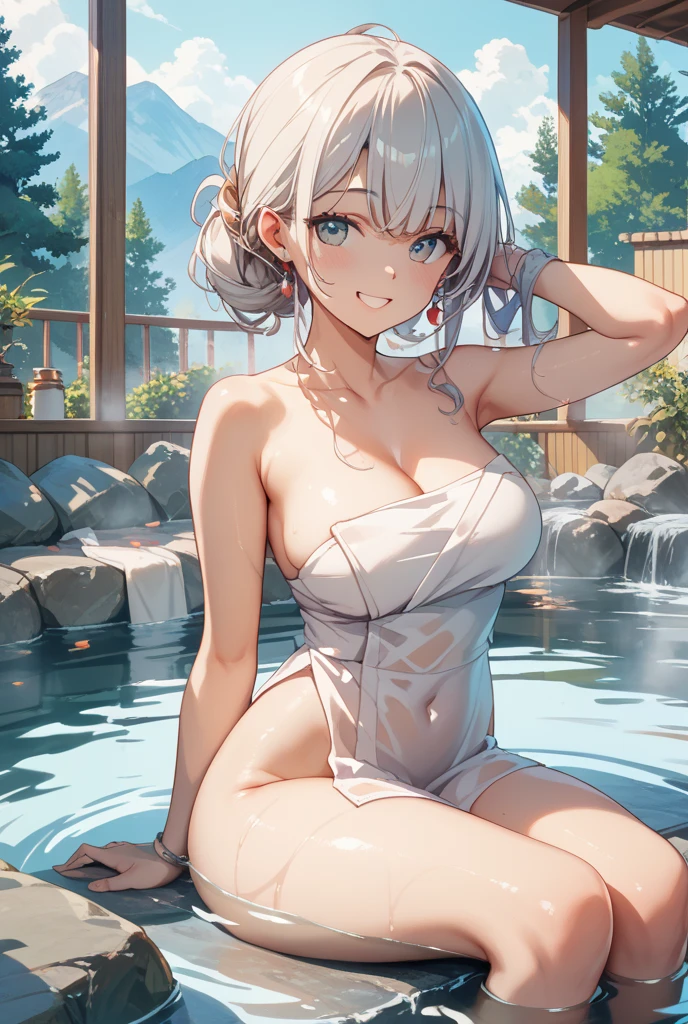 ((Masterpiece)), ((Best quality)), ((Solo, 1girl)), ((Large breasts)), Ultra-detailed, 4K, HD, realistically proportioned, large and round,შancellationToken.io/images/524x524/sm/121166231_173180682872121_4831413339739263424_n.jpg, sexy, alluring, tanned, bronzed skin, light silver hair, punk style, rebellious, disheveled, ((Beauty bust)), ((Wet and drenched)), N