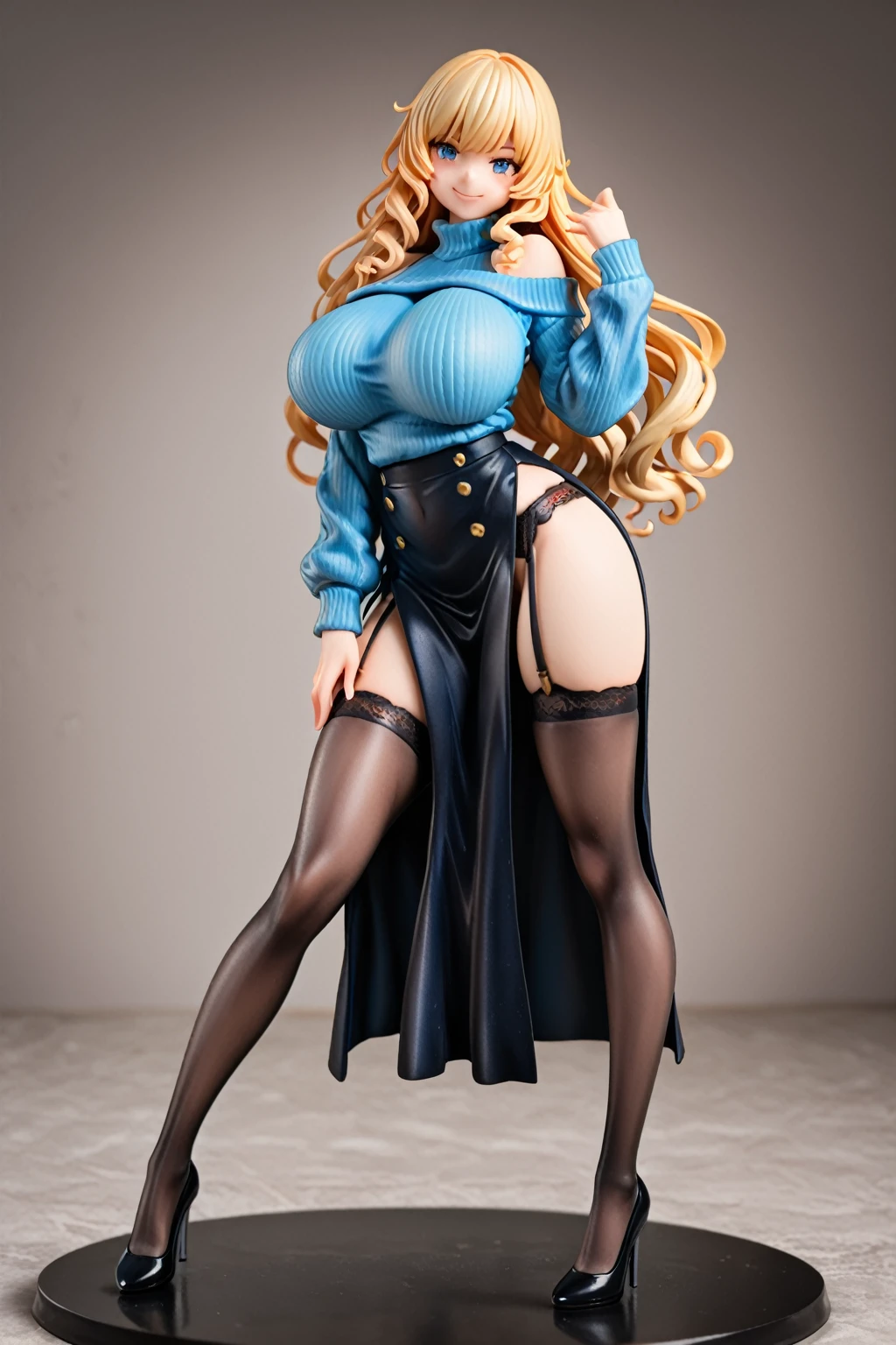 (Nsfw:1.2),1 woman (beautiful,adult female,human girl, 25s,Roll. - MegaMan , blonde long hair, blue eyes, big-huge breasts (breasts topless),proportionate body, red lipstick, blushing, voluptuous body), lingerie ((panties, garter belt with stockings 7/8)), florest