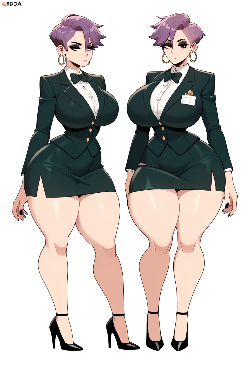 art by kipteitei, 1girl, makoto niijima, makoto niijima persona 5, persona 5, persona, school uniform, chubby, fat, anime, brunette, short hair, double belly, full belly, muffin top, fat rolls, bbw, thick thighs, large breasts(best quality, masterpiece)