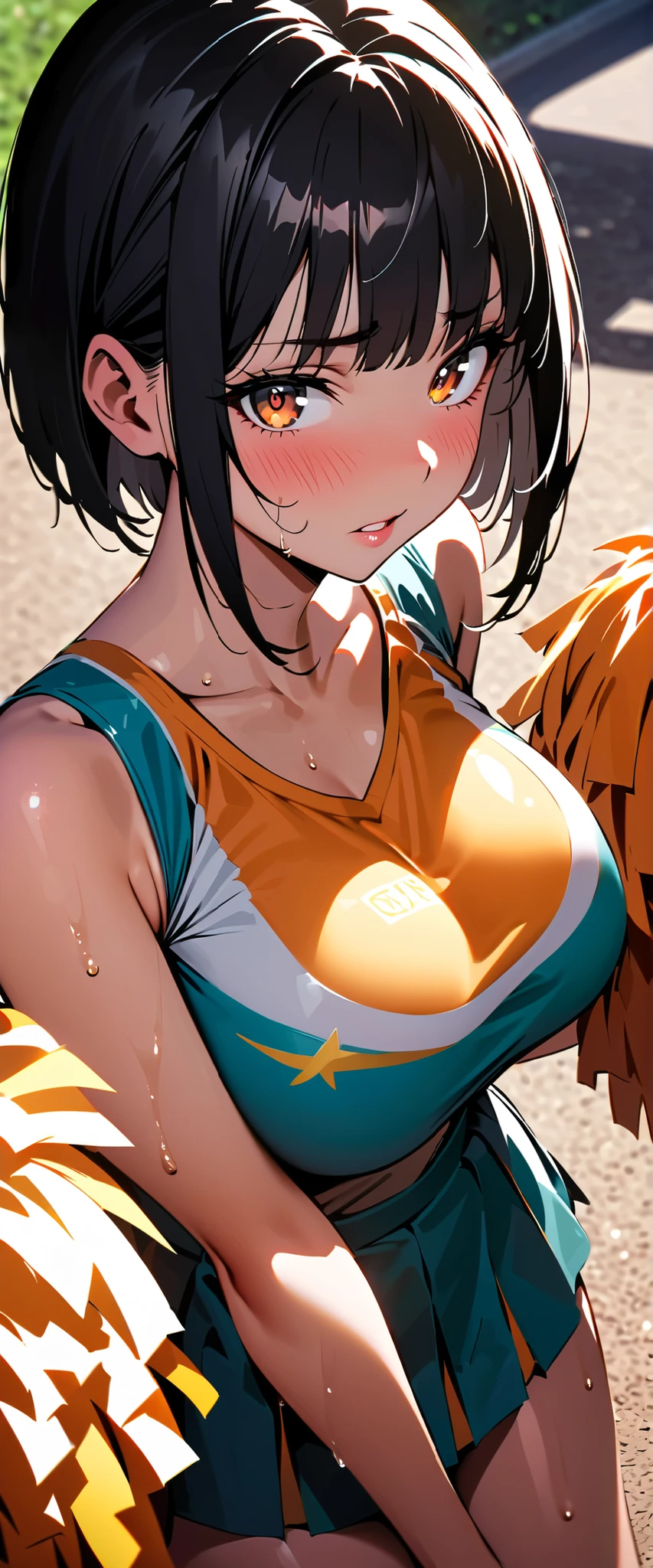 ((masutepiece: 1.2)),front lit, Ultra-detailed, 超A high resolution,first-rate female bodies, (aegyo sal:1), 1girl in , pony-tail hair, underboob:1.4, skinny ,Large breasts,Professional Lighting,high quality make up ,medium tight, Beautiful detailed eyes, heavy eye makeup,Sexy, Beautie, adult woman face ,Yellow eyes ,glowing yellow eyes, smug face , Smile Face ,Looking at Viewer, plein air, People from the background々, nights sky ,ultra-realistic background , Face Focus , Baseball Cap , Revealing clothes, short crop top , text on crop top, short sexy pants ,blowing bubblegum on mouth , show underboob, revealing fur jacket , front_View,