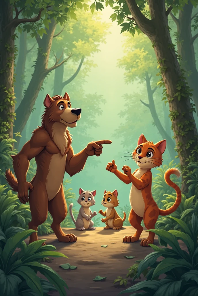 create me a coloring page of the jungle book characters that includes bagheera, Baloo, 2 lobos, 1 snake and monkeys