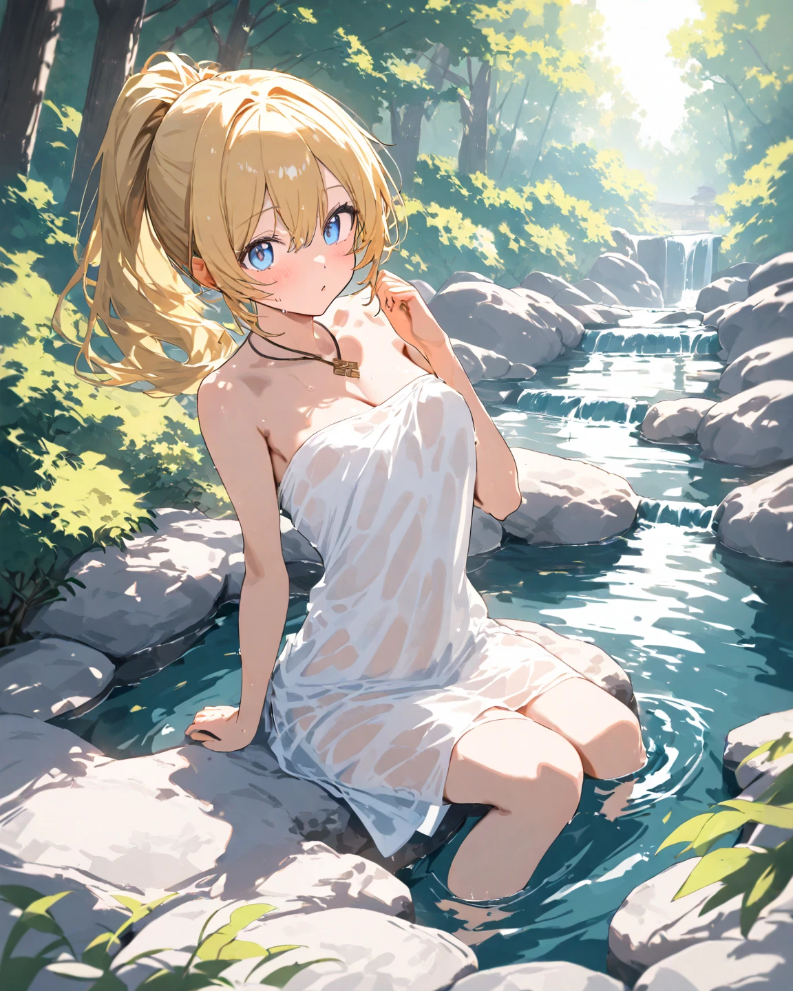 Tanya von degurechaff, armpit, naked, wet , garden, public, masterpiece, nice
