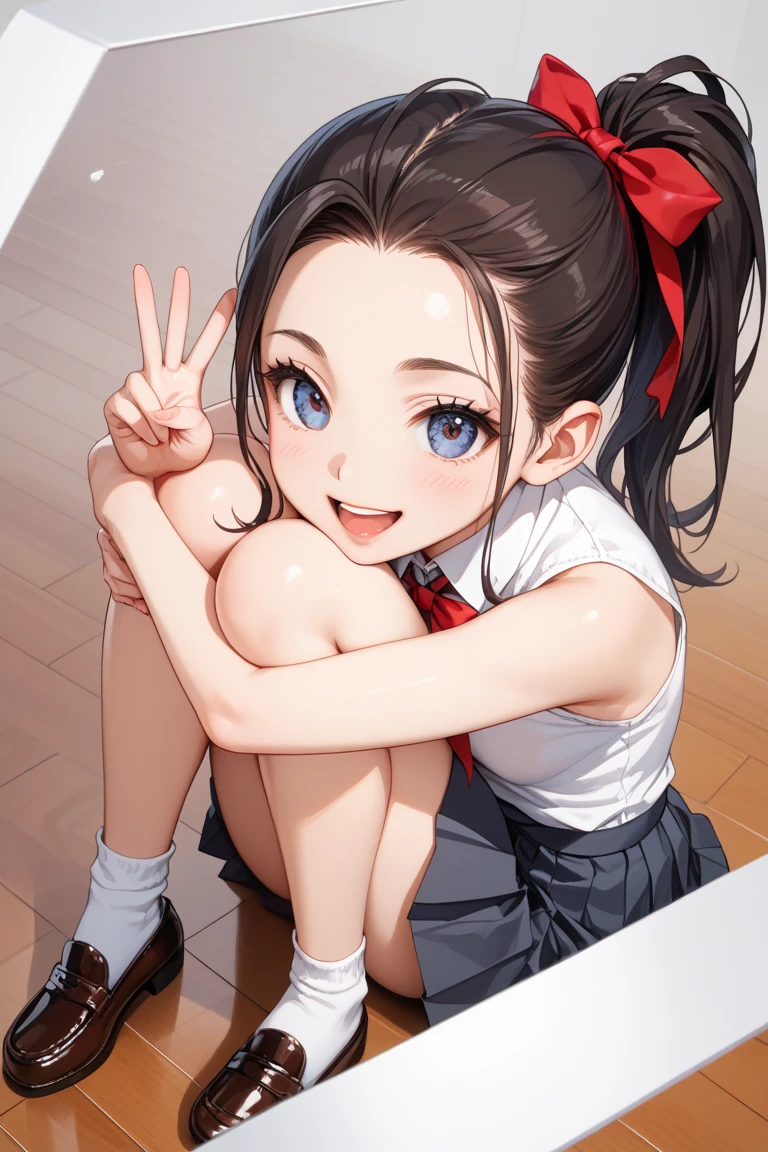 「highest quality、masterpiece、An illustration、very delicate and beautiful、very detailed、cg、8k wallpaper、wonderful、small details、masterpiece、最高の究極の芸術very detailed cg Unity 8k wallpaper」、japanese girl、(((huge breasts 1:1)))、(((Super Big 1:1)))、(((White and red gym clothes)))、(((black hair)))、(((ponytail))),(((NSFW1:1)))