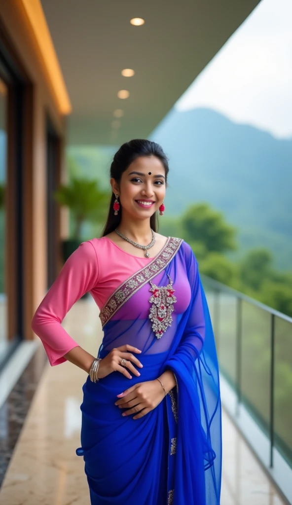 Highly detailed face, masterpiece, Indian women, walking in a moonlit courtyard, modest girl, indian, looking at the viewer, shining skin, perfect lighting, the embodiment of grace and elegance, (saree),fully covered saree, (Big cleavage :1), clear curvy details, beautiful curves, detailed eyes, detailed pupil, volumetric lighting, Ultra Detailed, unity 8k wallpaper, ultra detailed, aesthetic, masterpiece, best quality, photo realistic