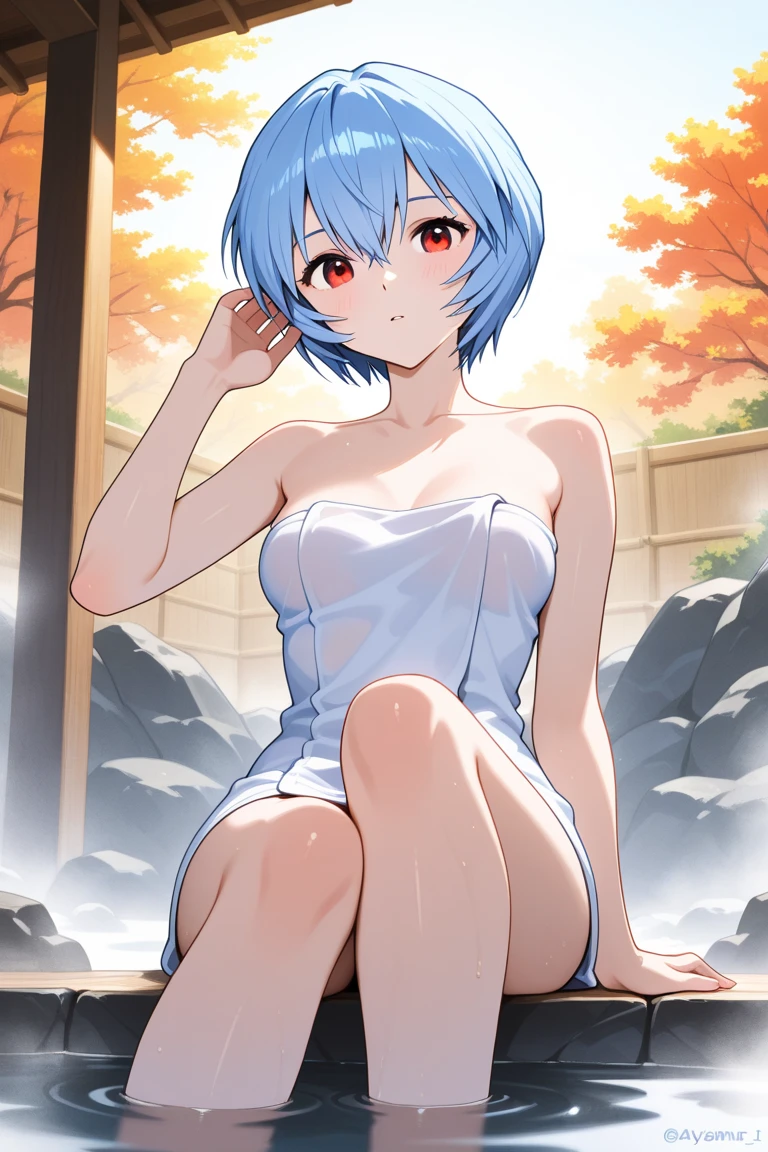 Rei Ayanami,all-fours,Teary-eyed,Turning a blind eye,tits out,Drenched,ssex,A man is putting his cock in her pussy from behind