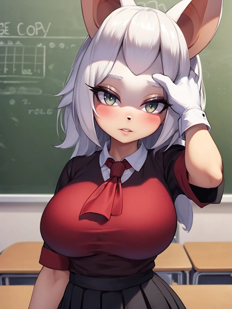 score 9, score 8 up, score 7 up, uncensored,  BREAK
1girl, saanegoat, monster girl, goat horns, detached sleeves,  <lora:Saanegoat2-000004:1>, horizontal pupils, teacher, classroom