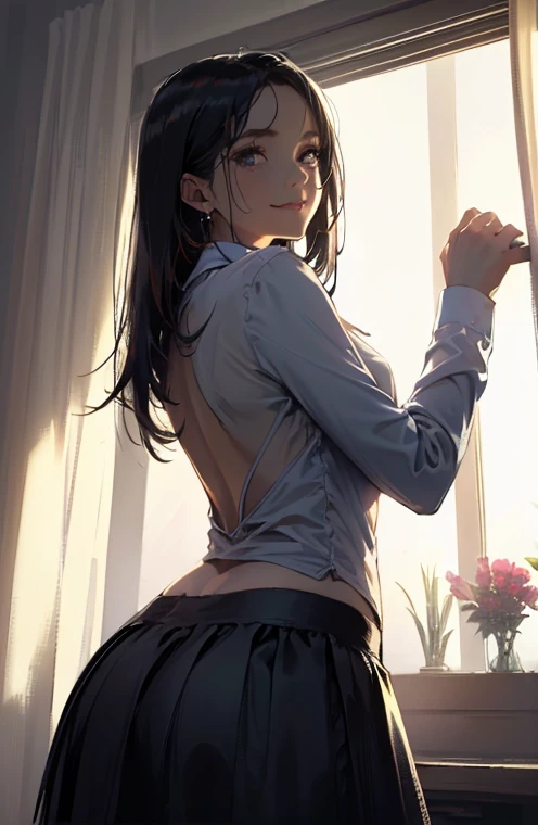 ((masterpiece)), ((best quality)), (ultra-detailed), lovely, ((sexy)), (ero), ((extremely detailed)), 4K, (8K), best quality, (beautiful),
campus, falling flat, turn one's back on, lift up one's skirt, bare one's buttocks,
1girl, beautiful blue eyes, beautiful black twintail hair, glasses,
high school uniform, pleated skirt, stockings,
((White panties, cameltoe)),
buttocks, large breast, sweaty, wet body, navel out, thighs out, slim, slender, ribon, ashamed, blush, translucent body, Transparent, shiny-glistening, gleaming,