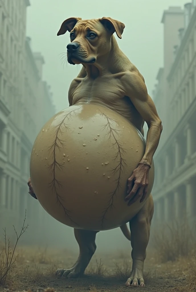 An out of shape man with a mare&#39;s face 