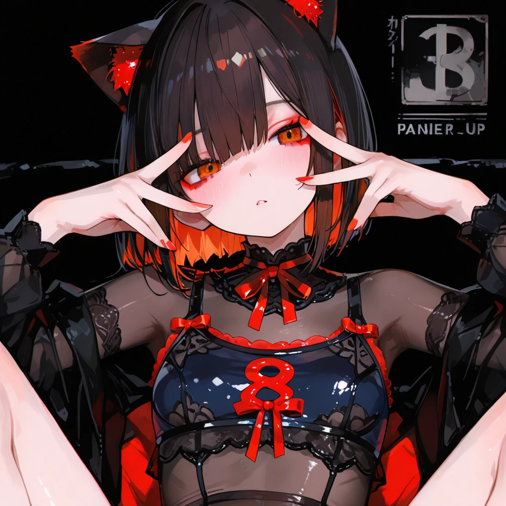 Top Quality, Masterpiece, high quality}, octane render, Ultra HD, depth of snowy field, epic, cinematic, ancient Japan , absurdres, ultra detailed, (1woman:1.3), (Dark Japanese snowy forest landscape:1.3), portrait mode, front view, sharp focus, messy medium black hair with a small ponytail in the back, brown eyes, scars on her face, and possesses the features of a black woman. She has wolf tail and ears, dark skin, fantasy, sitting in bed, Japanese ancient bedroom, naked, hairy parts, masturbate, wolf tail, wolf ears perked, eyes rolled, cumming, most open, fangs, in heat, masculine, abs, muscles, stomach fat little, sharp nails, (Small tits)