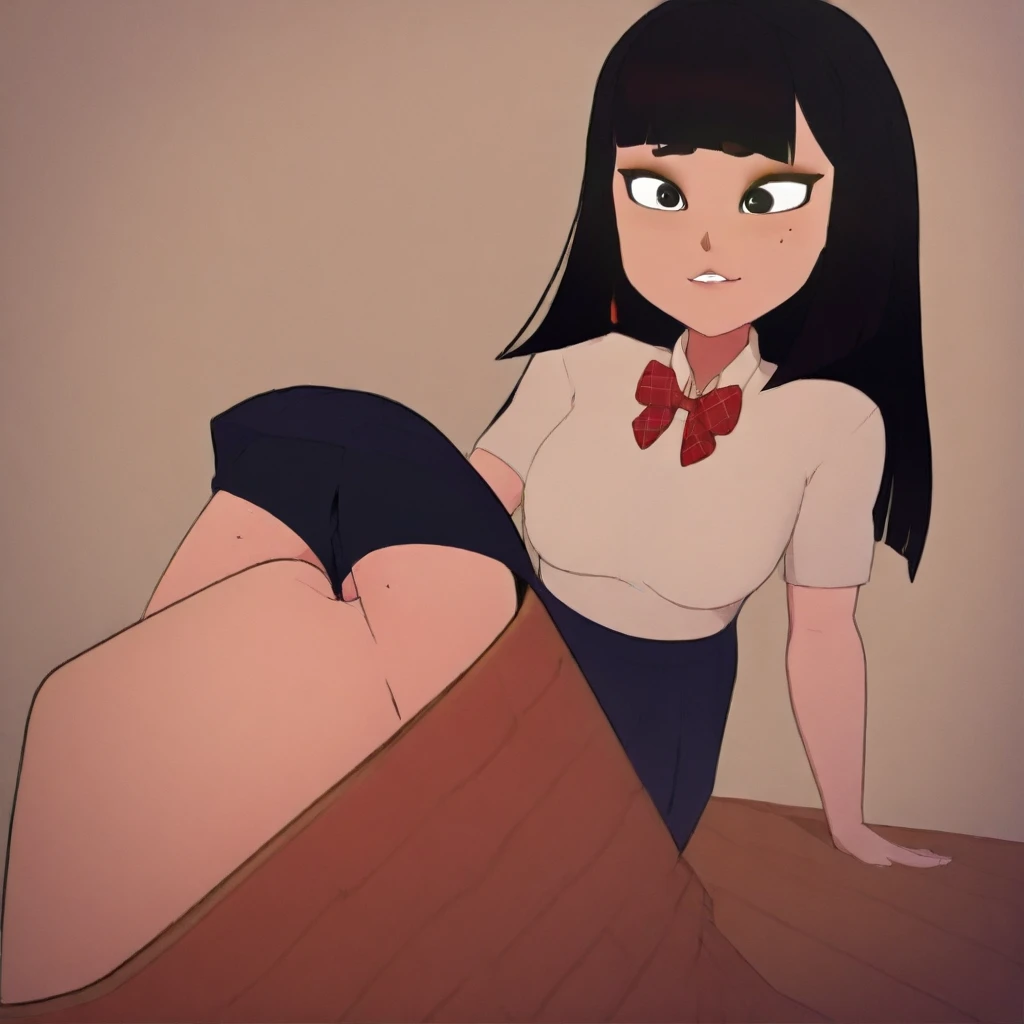 (masterpiece, best quality), (colorful:1.4), from above, solo, 1girl squatting on the ground of a store with lots of stuffed animals on the shelves, depth of field,full head, nude ,cute, (bent over :1.3) , ass, NSFW , (( nude )):1.3 , rear view , looking at viewer , pressenting, exposed , seductive posture, bent over, sexy pose, alluring, accurate anatomy, detailed eyes, long black hair, detailed ,