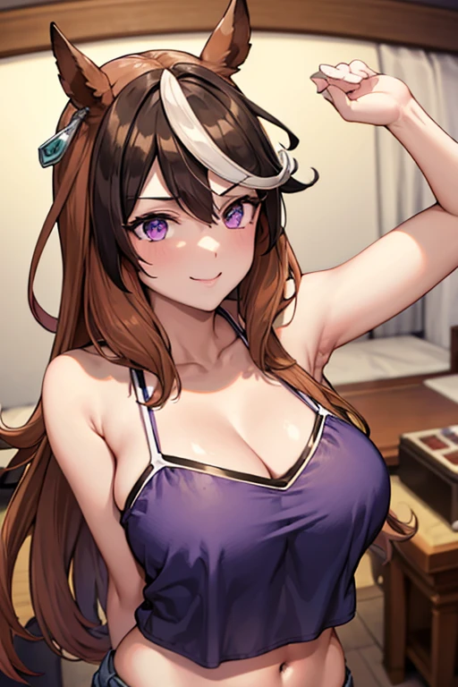 highest quality, masterpiece, High resolution, alone, {Aaron_Kantai Collection:1.15}, black_hair, length_hair, hair_ornament, hairband, Brown_eye, hairclip, blush, smile, headgear, chest, , hair_between_eye,, ((Office Background, Living Room Background))(Light yellow panties), (Light yellow bra), (In underwear), (Flashy underwear), (lingerie), Fully nude,