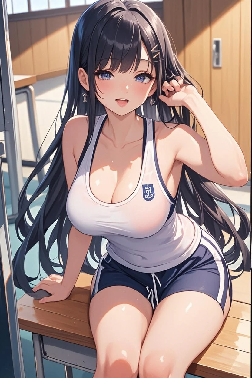highest quality、Complete limbs、Full Finger、Slender Beauty、smile、Wearing a white school swimsuit、Whitewater、Knee-length、Dressing Room、locker room、See-through、Large breasts、older sister