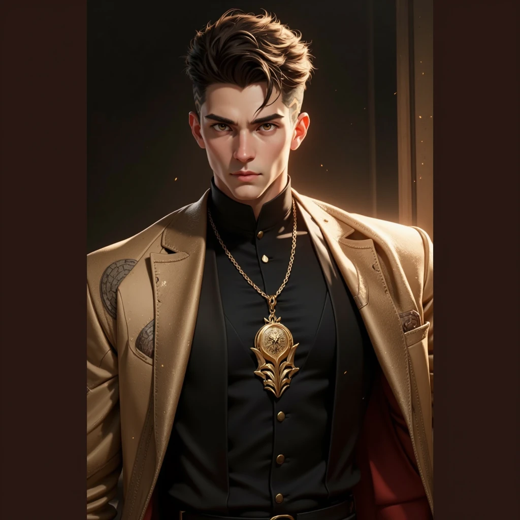 (masterpiece, best quality:1.3), english text, cover, simple background, 1male, upper body, fashion style hair, white costume, fashion, detailed face, detailed illustration  <lora:text cover-v1.3:0.7>