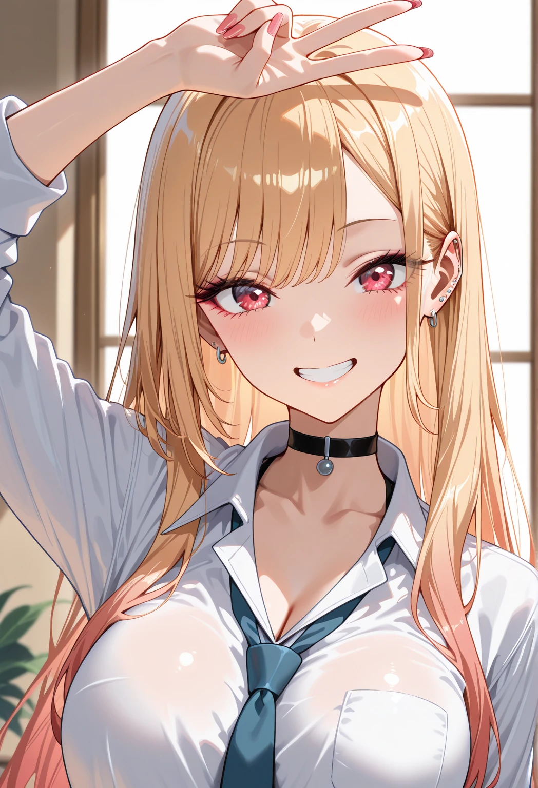 realistic analog photo, award winning photo,
wideshot, 
1girl, kitagawa marin, halfclosed eyes, giddy smile, 
 wench   wench, dress, necklace, posing 
 long_hair, blonde_hair, bangs, red_eyes, medium_breasts, parted_lips, gradient_hair, multicolored_hair, pink_hair,
populated tavern, crowded tavern
high-quality, crisp, sharp, professional-grade, high-resolution, fine detail, accurate colors, low noise, fast shutter speed, wide dynamic range, precise focus,
RAW, highres, 8k, uhd, High Dynamic Range, tonemapping, crisp details,