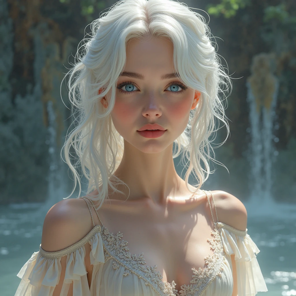 **Face**:
Perfect facial features, refined and attractive appearance, charismatic and eye-catching.
**Race**:
Human.
**Name**:
Maryse.
**Sex**:
Female.
**Age**:
18 years old.
**Weight**:
53 lbs.
**Height**:
170 cm.
**Body**:
Perfectly built, slender, with graceful muscles.
**Hair**:
Medium, wavy, silver-white.
**Eye Color**:
Azure.
**Mindset**:
Law-neutral.
**Class**:
SPECIAL.
**Character**:
Infinitely kind, compassionate, but determined and confident in her abilities.
**Talents**:
Talented in all things.
**Skills**:
Martial, healing, musical, negotiation, and many more....
**Abilities**:
Teleportation, mind reading, curing wounds with a single touch, control of the elements.
**Strength**:
Above average physical strength, but will defeat a lot of people.
**Magic**:
Superior magic capable of defeating anyone.
**Shielding**:
Can defend himself in a variety of ways.
**Loves**:
Helping others, nature, animals, music, reading ancient books.
**Dislikes**:
Injustice, betrayal, destruction of nature, cruelty.
**Clothes**:
Elegant, silk garments with silver thread embroidery.