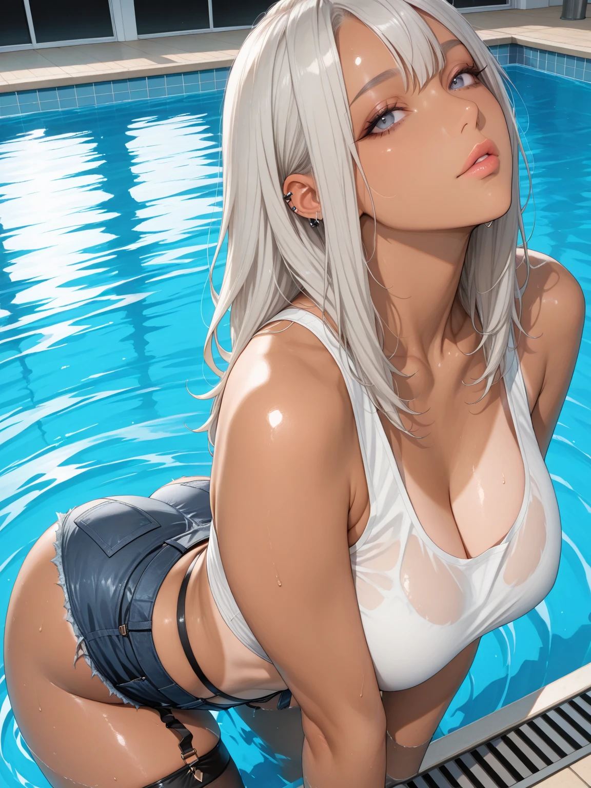 nsfw,[(Black background:1.4)::10],(Delicate and detailed), (Intricate details), (Cinematic Light, Top quality backlighting), Clear lines,  high school girl，Perfect body，(One girl),(Orgasm Facial),（Blonde,Silver Hair),Blonde Eyes,(Huge breasts,Heavy chest),(belly button,(White turbid liquid:1.3)+((同じ女性キャラクターをFrom the back撮る　))),model,((micro bikini:1.3),(Knee-high socks),(Your body is wet),The boy is naked,Women&#39;s nipples are very small,Character design sheet, Character Reference Sheet, 設計図のSchematic, Drafting, Blueprint, Schematic, ((Character design sheet:1.7, Character Reference Sheet:1.7,)),From the back,In line,whole body、Female characters are uniform in size