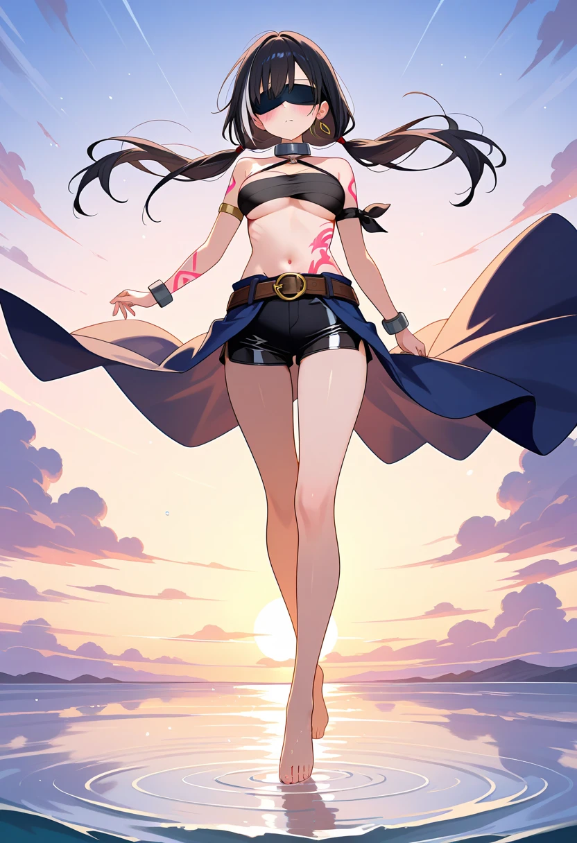 (highest quality, 4k, High resolution, masterpiece:1.2), Super detailed, (anime style, photorealistic:1.37), cinematic light, Bright colors and mesmerizing effects, Soft and delicate lighting, gentle shine, Beautiful and gentle atmosphere throughout the scene, (1girl:1.5), joven, (Cara finamente detallada:1.4, Ropa detallada), (Detallado:1.4) named (Eimi Fukada:1.1) BREAK Cara hermosa, Profundidad de campo, Agregar capa, 27 years old, Modelo de cuerpo perfecto, senos perfectos, 175cm de altura, pose sexy, full body, cuerpo completo, Tipo de cuerpo del modelo, BREAK (dark blue micro bikini:1.0), (tight short:1.3), (Cabello largo:1.3), (brunette:1.1), dark brown hair, doble parpado, (reddish brown eyes:1.5) BREAK blush, long hair, nijistyle, smile, cloud, splashing, waves, sun, mountain, wet, (cowboy shot:0.1)