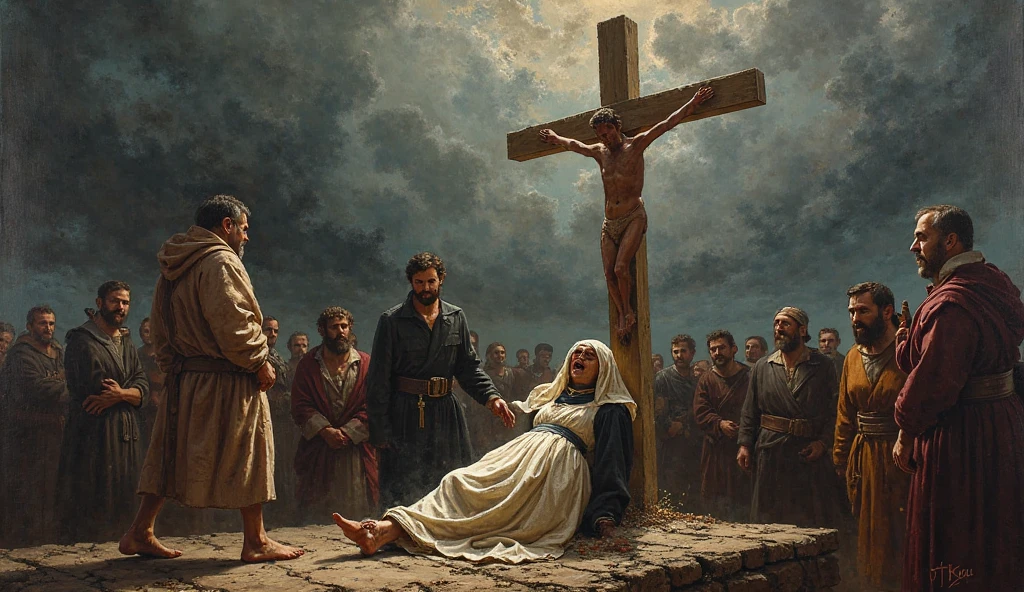 The Virgin Mary and Jesus Christ nailed to the cross