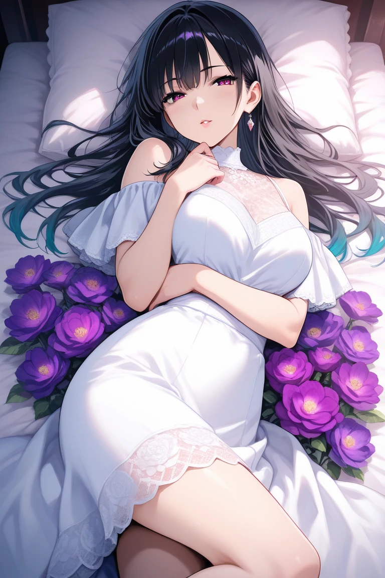 two wanita indonesia cantik berkerudung putih,white rose bra,smooch,laying down,full body view,surrealism,hd detail