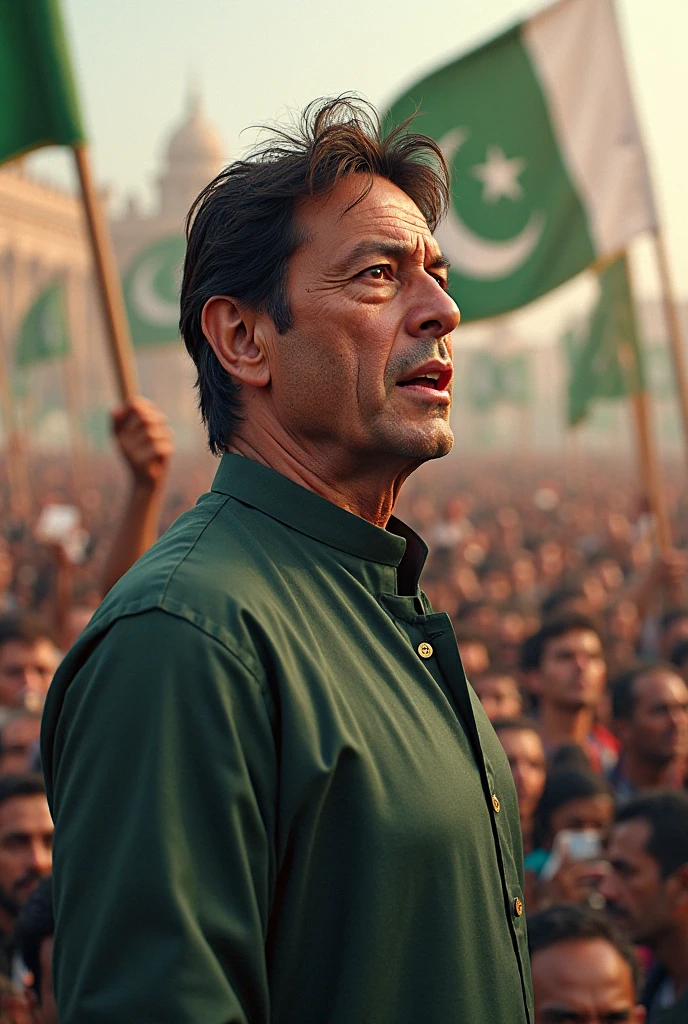 The PTI flag should have the picture of Imran Khan on the right side and the picture of Quaid-e-Azam Muhammad Ali Jinnah and Allama Iqbal on the other side.