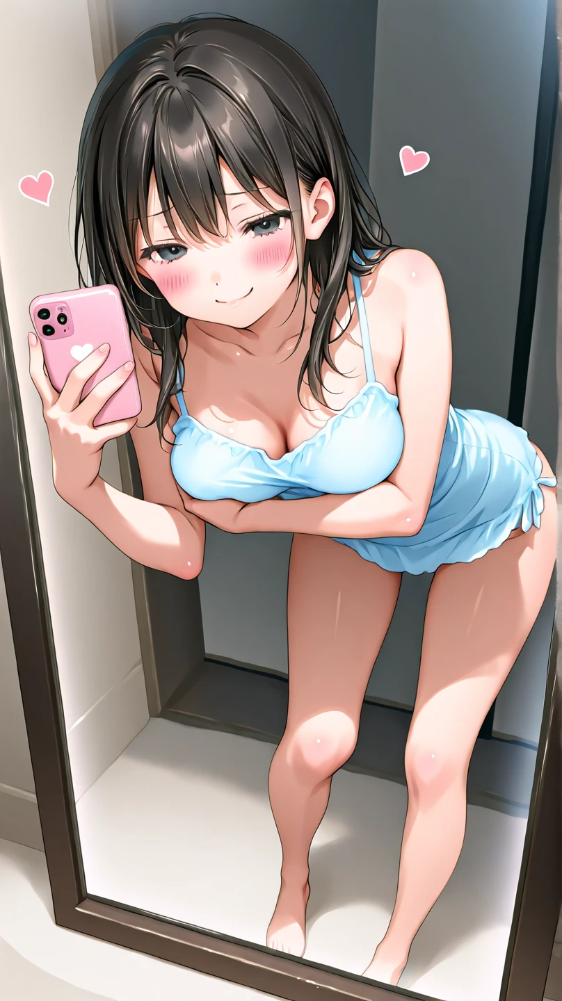A beautiful girl taking a selfie in her room