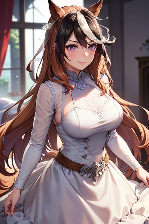 anatomically correct, best quality, masterpiece, high quality, high details, highres, HD, (shaded face:1.2), hollow eyes, (heterochromia, blue eyes, yellow eyes), looking at viewer, smirk, upper teeth, ((anatomically correct:1.4)), KirukiruAmou, (black hair, long hair, grey eyes), hair ornament, breasts, jewelry, 1girl, black_hair, long_hair, flower, 1girl, breasts, long_hair, letterboxed, solo, large_breasts, dress, cleavage, thighhighs, field, flower_field, very_long_hair, gloves, looking_at_viewer, hair_flower, lying, white_legwear, garter_straps, white_dress, hair_ornament, on_back, white_flower, white_gloves, elbow_gloves, smile, detached_sleeves, open_mouth