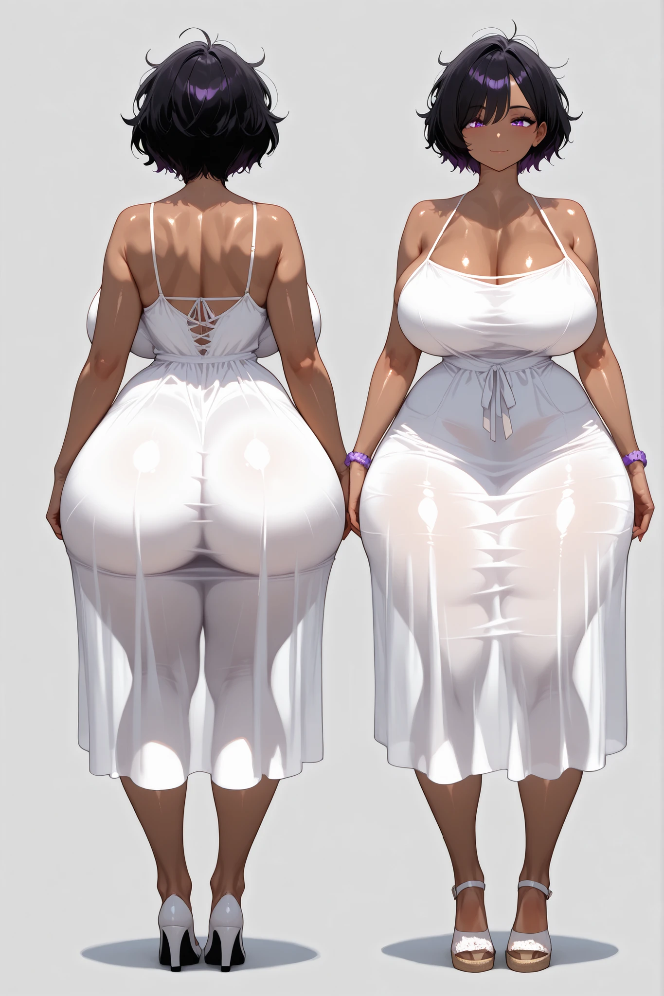 masterpiece, absurdities, best high quality image, carefully detailed textures, very detailed image and background, multiple views. big breasts, big hips, full body shot, mature mother, voluptuous thighs, seductive mature woman, perfect body, plus size model, lingerie suit, Wear heels, tanned skin, long hair tied in a braid, beautiful face, beautiful voluptuous and curvy figure, nice big and delicious legs, beautiful arms, huge tits, beautiful hips, huge butt. Mischievous smile. mature woman 40 to 45 years old
