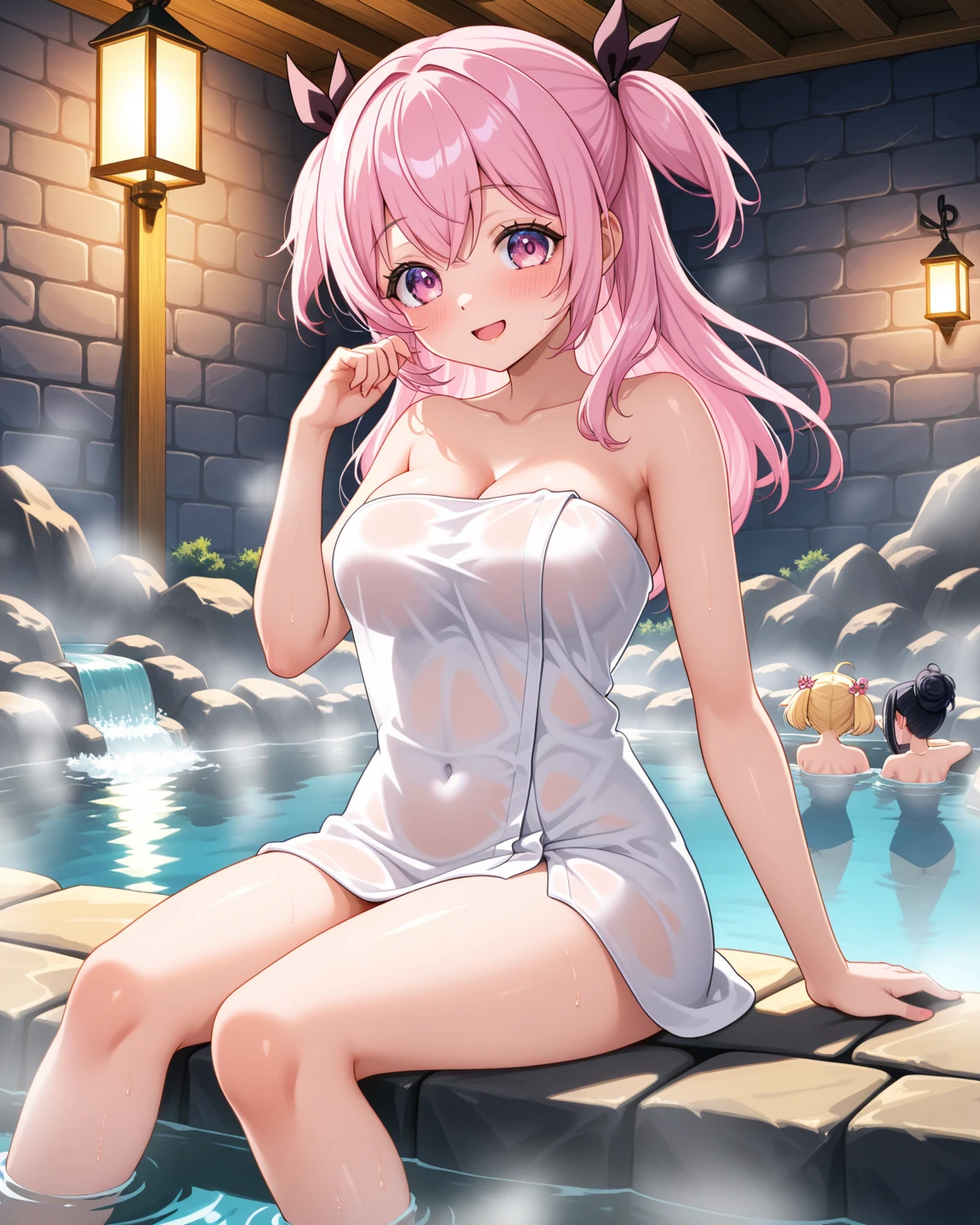 Surrealism, 8k, super detail1girlnude, small_breasts, hair_colored_pink, two_side_up, winking, (left eye heterochromiacollaryellow),(right eye heterochromia collarblue), 10_years_old, hot_spring, sitting, spread_legs, cumdrip, after_sexcum_on_vulva,hoshino-default,hoshino \(blue archive\),heterochromia,long hair,pink hair,ahoge,halo,nude,nsfw_nude,nsfw_nude,nsfw_nude