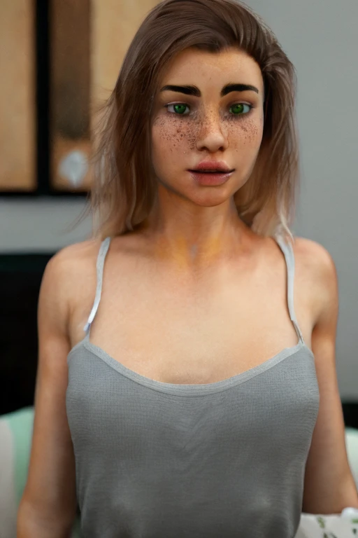 a hyper-realistic portrait of a young woman, half asleep, under a tree, inside a forest, in the middle of nature, 28 years old, realistic, (lying on her side), she is wearing a red panties, (wearing a garter belt and black pantyhose), sexy, (huge breasts 2:1), torn, (all torn), short brown hair, (hair tied with bows), curved, SFW