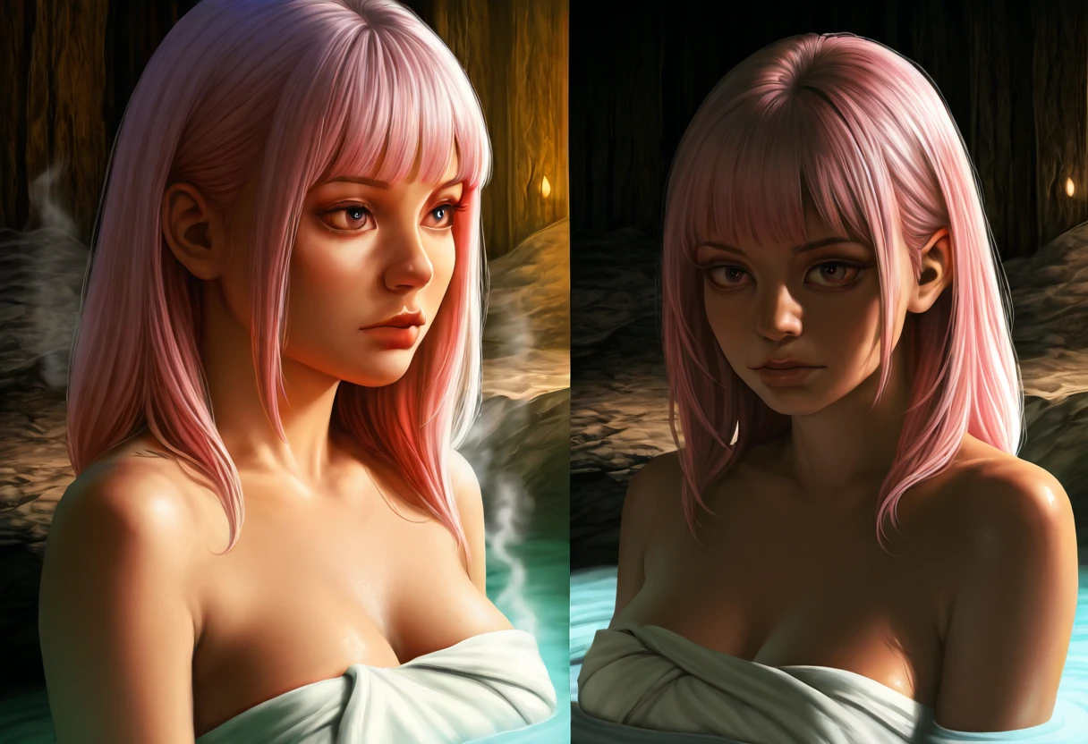 Light blue and pink color scheme，Sexy girl nipples，，，White Curly Hair,Babydoll Sexy Pink, Perfect Anatomy,White shiny tights/pantyhose,(Fishnet tights:1.4),(Background realistic clear wet piss:1.4),(Pink long hair ),,More detailed 8K.Unreal Engine:1.4,Ultra HD,La Highest quality:1.4, Realistic:1.4, Skin Texture:1.4, masterpiece:1.8,First Job, Highest quality,Object Object], (Detailed facial features:1.3),(Beautiful Blue Eyes:1.4), (Beautiful and detailed fingers),(Perfect Anatomy),lingerie sexy pink,(Pink Hair:1.5),(fish in water :1.5)、Rainbow Hair、Glamour、Tattoo with a floral pattern、