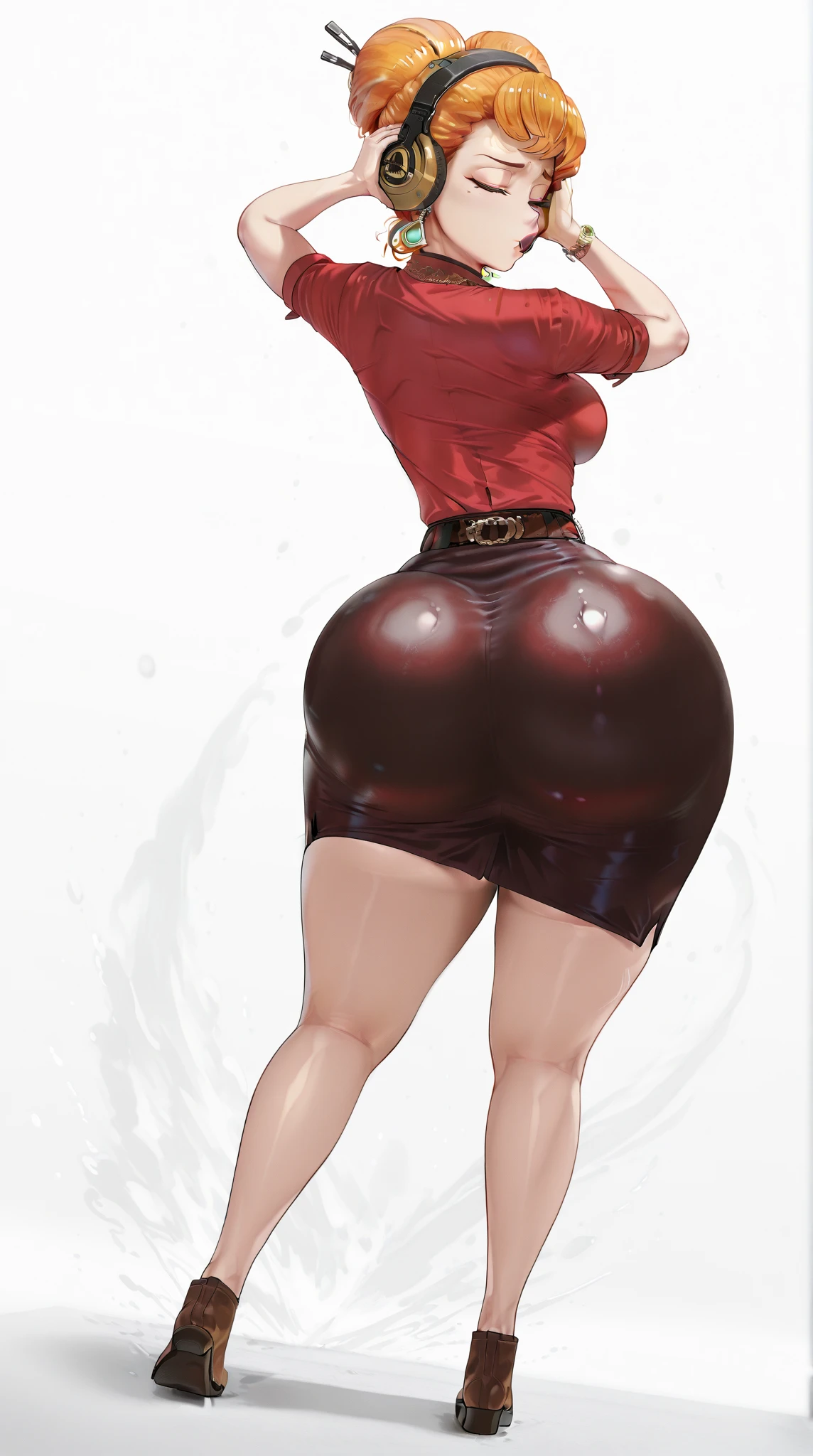 ((masterpiece, best quality)), ((34 year old)), (((Curvy))), (((Japanese woman with messy brown hair)), in beige sweater, ((white fullback cotton panties)), (blue jeans pulled down), (((Large Hips))), ((looking completely forward)), ((Back towards camera)), ((bending over)), (((realistic 3D game model)))