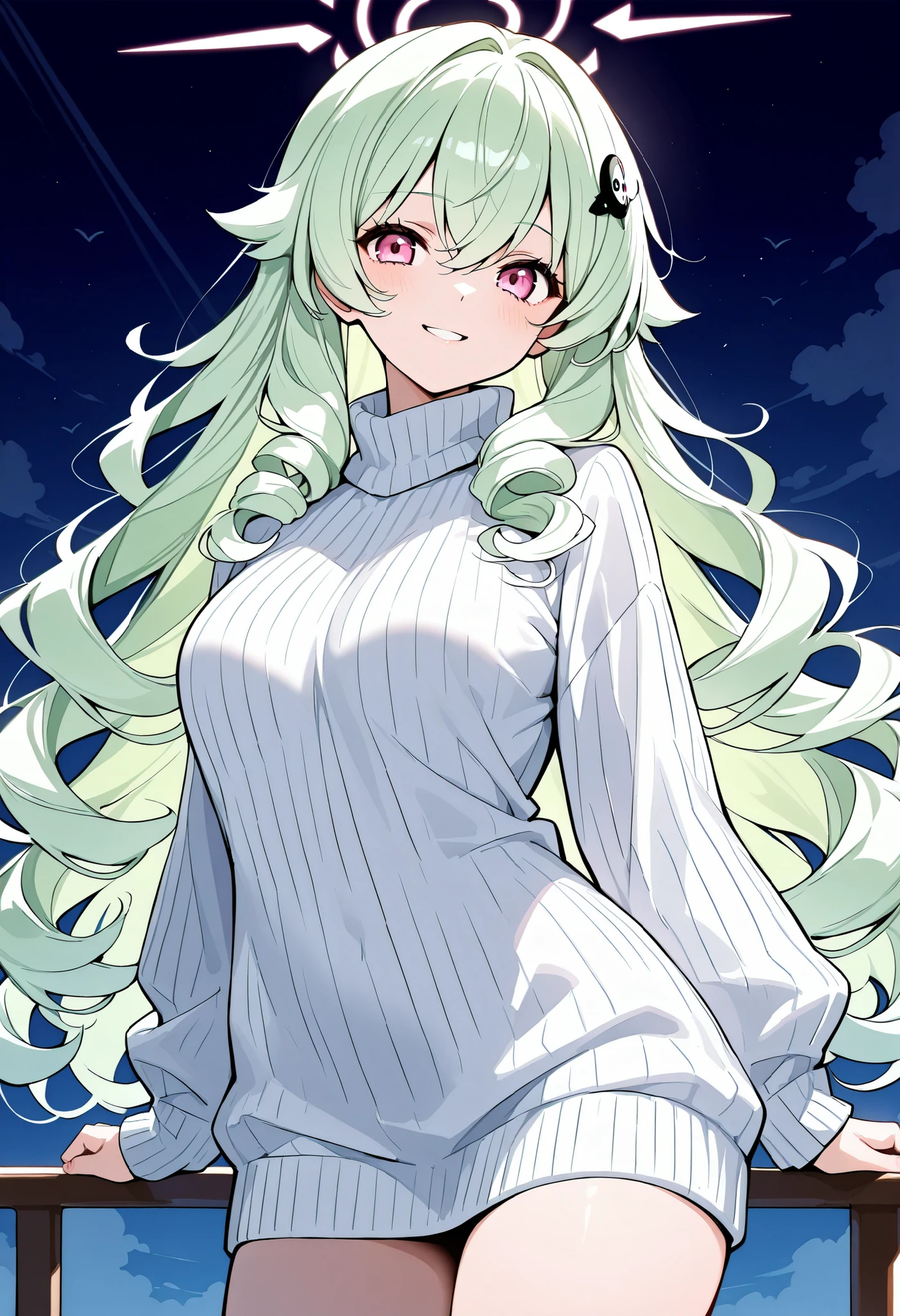 Expressive, score_9, score_8_up, score_9_up, Touhou, masterpiece, high quality, highly detailed, 1girl, kochiya sanae, solo, green hair, long hair, green eyes, long hair, big breasts, blush, round breasts,,,,,, frog hair ornament, hair tubes, snake hair ornament,,,, thin waist, sit on stool, white background,, virgin killer sweater, futanari, big penis under clothes, cum, facepalm
