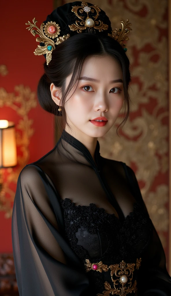 8k, Ultra-high resolution, Highest quality, masterpiece, 三分割法によるphotograph,Surreal, photograph, 1 Girl, (16 years old:1.3), pretty girl, Cute Face, Beautiful eyes in every detail, 細かくdetailedに,masterpiece,One Girl:1.2,Japan Female Teachers,extream close up,sad,streaming tears,Black short hair,Messy bun hair,(black suit:1.3),Nun's clothing,(印象派の美しい少女のPortraiture), (Gray background:1.3),(Impressionist light and colour),Gothic Girl , (One-piece suit, Embroidery lace,  Sexy Embroidered Mesh Pantyhose Gloves),Realistic Skin, Perfect and beautiful face ,完璧でCute Face, Skin with attention to detail, Perfect limbs、Narrow waist,Looking at the audience,(((Ideal body type))),A cup small breasts :2,Portraiture:2,Perfect Anatomy,鮮明なdetailed,detailed,Surreal,Light and shadow,darkness