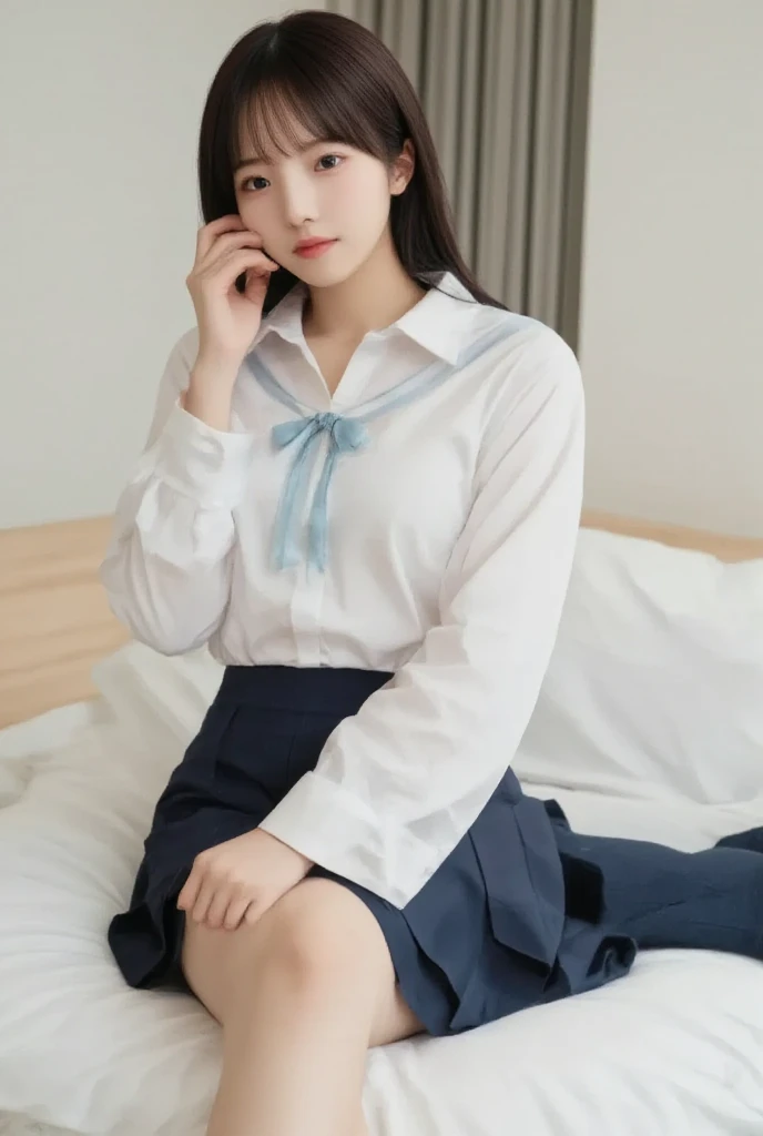 Sailor suit　uniform　high school student　Very delicate and beautiful　School　sexy　White loose socks　machine　Erotic　Gal