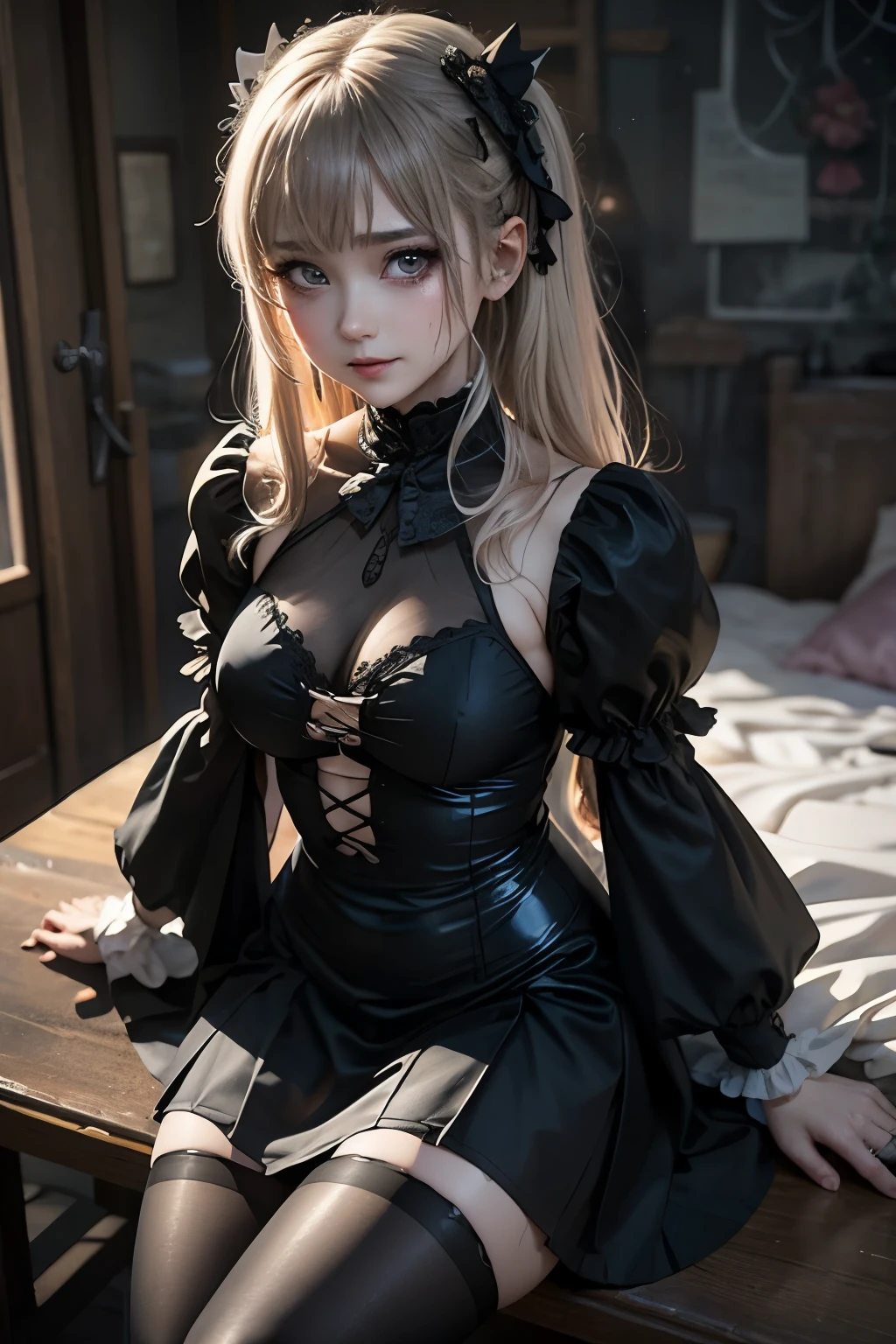 Hard Dark Gothic Makeup、Black dark eyeshadow、sad、Good skin radiance、Dark Gothicメイク、Dark smile、palace、The beauty of fragrance、24-years-old、Expression of intense sexual pleasure、Embarrassed look、Dark Gothic、Highest quality、Expression of sexual pleasure amid suffering、Drunk face、紫のMaid clothes、Mysterious、Noble、The face of someone holding it in the toilet、sexy、Loving smile、Twin tail hair、Right blue eye, Left eye is red、Super tempting pose、Platform Heel Shoes、Heavy makeup、Gothic ta clothes、Silver Hair、Long Hair Straight Hair、Cute Gothic Loliress、Beautiful Face、elegant features、Attractive face、Stained glass is the background、Chest glistening with sweat、The room is dark、goth long dress、Bell Sleeves、Wizard Sleeve、Decadent look、Sexually excited expression、Glossy thighs wet with water、Thighs that are wet and shiny with oil、Background of a room full of roses、sad expression、Rose Maiden、The embroidery is pink、The dress has pink embroidery.、Thigh-high socks、Knee-high socks、Gentle expression、Dark black eyeshadow、Stained glass and rose background、thighs are a little thin、Female Duo、Female couple、dark church background、Stained glass、Black metal world、Dark Castle、Dark Room、Slender body、gothic long dress、Victorian dress、Her thighs are shining with sweat、My body is wet and shiny、Lots of glitter on the thighs、sweating、My thighs are sticky from sweating、Sweat glistening on my thighs, The whole body is sweaty and shiny、I sweated a lot.、My thighs are sweaty、My thighs are wet、My thighs are shining with sweat、A lot of sweat glistening all over the body、Small breasts、upright、Are standing、Hold the wine in your right hand、Hold the lantern in your left hand、pantyhose、