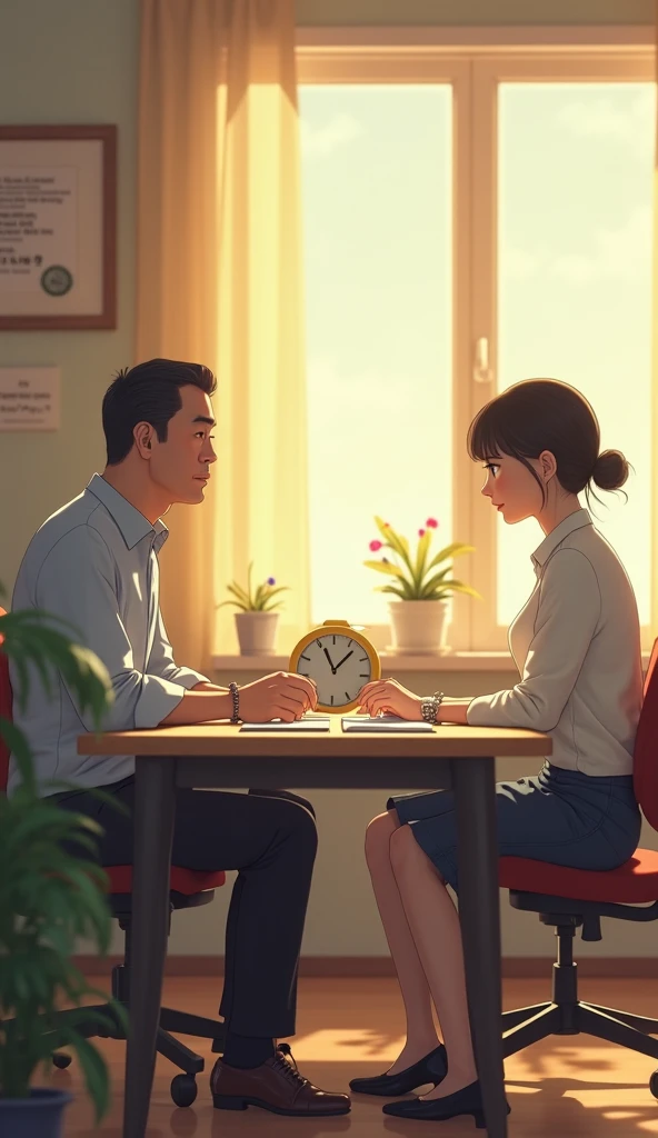 parents talking to a psychologist in an office.