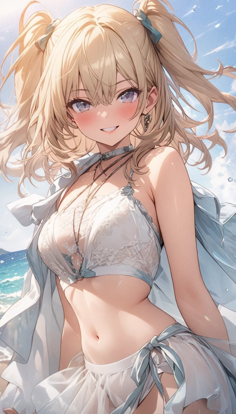 Clench your fists、Gold and white swimsuit