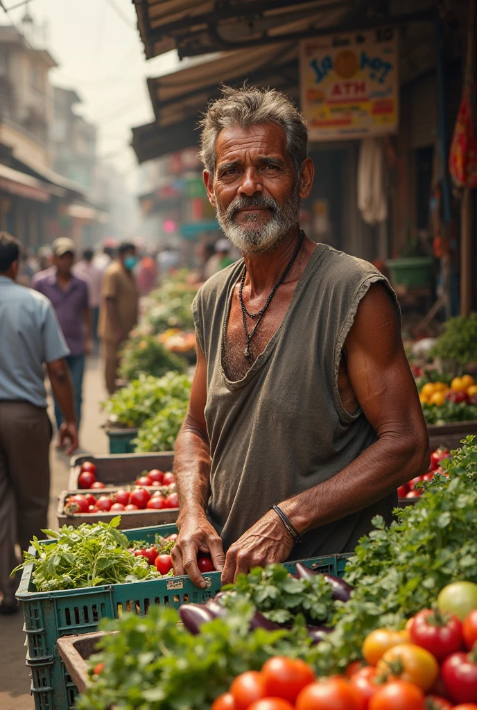 (An elderly Indian man is seen crying in front of a vegetable shop. Please provide a professional analysis of potential factors contributing to his emotional distress in this specific setting,