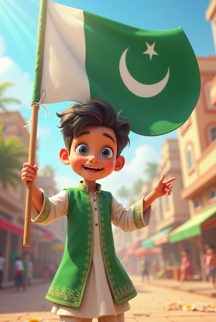Pakistani ??? sitting with Pakistani flag