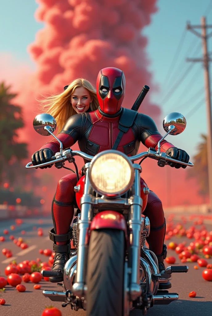 A professional photo of Deadpool fighting to the death with Barbie. They are on a battlefield where heroes from children's movies fight against Marvel heroes to the death.. The scene represents action and tension.