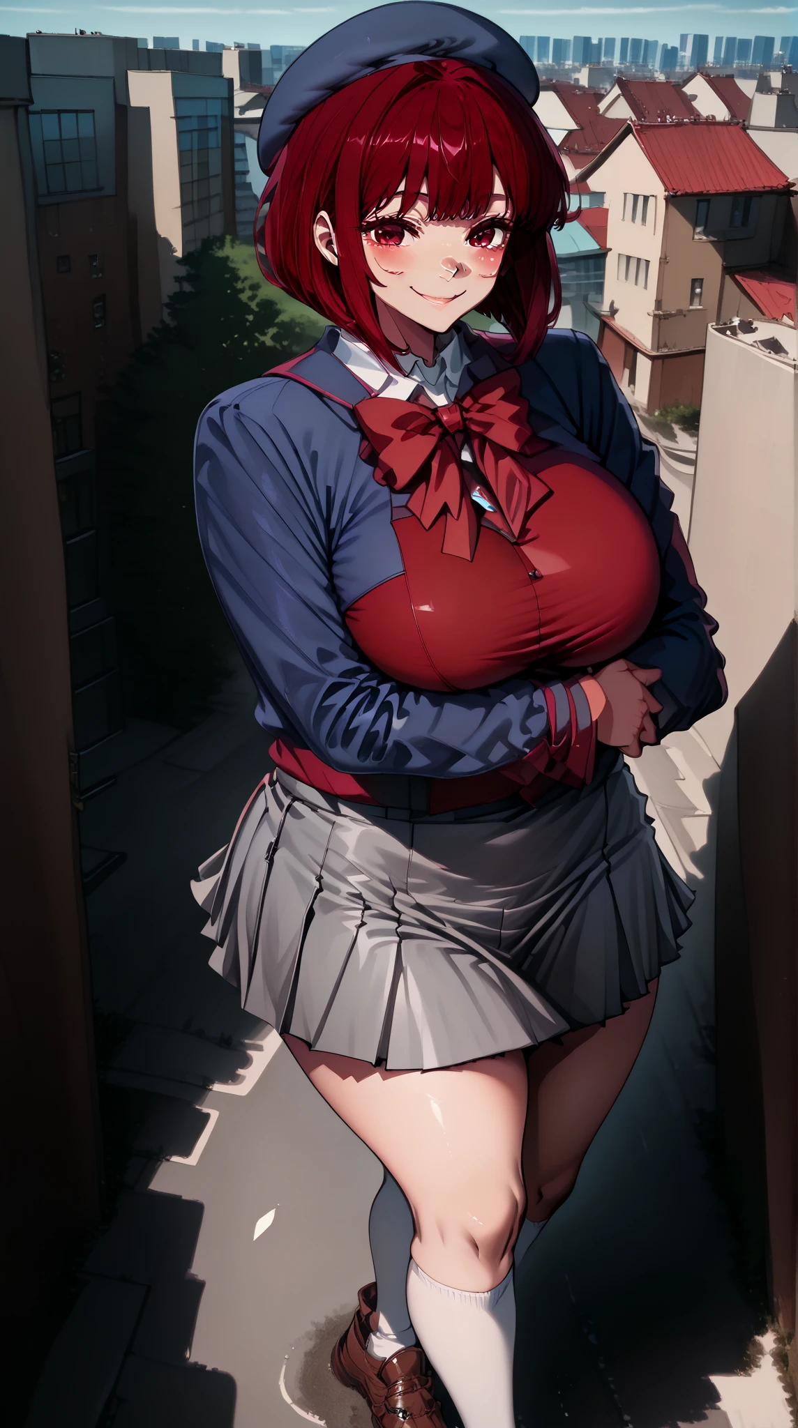 (((master piece,Best Quality,highest quality,Ultra-detailed,ultra high resolution,extremely detailed CG unity 8k wallpaper,Illustration,Detailed skin,Shiny skin,Realistic,Beautiful detailed eyes,luscious eyes,striking eyes,Perfect Anatomy, gleaming skin))),oily skin,1girl in,Solo, cabin attendant uniform,flight attendant uniform,light blue blouse,dark blue slit tight skirt,red neckerchief,earrings,high heels,stockings,middle hair,half updo,dark brown hair,red lips,(((cowboy shot))),(((half updo,red lips))),large breast,skirt lift,panty pull,show off pubic hair,