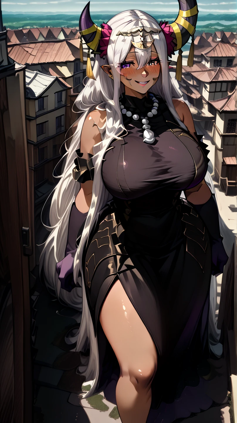 1 girl, {{{ninym ralei}}}, beautiful girl, White hair, Waist length hair, Red eyes, gold bra, small breasts, {{{standing or standing full body image}}}, {{{Wear black high heels}}}, {{{white sleeveless blouse, blue bow with yellow, blue arm bows, short black skirt, back layer of blue with white}}}, poses her beautiful black heels standing {{{is stopped}}}, {{{muscular abs}}}, {{muscular belly}}}, (((Best Quality))), (((8k quality))), (((ultra best definition))), ((better face definition))), (((Perfect face))), (Perfect face:1.1), (sharp focus:1.1),, trend on Artstation, intricate, high detail, sharp focus, (((hands, cakes, legs, arms, rsotroperfectos))), (((perfect body))), (((best anatomy))), (((noise removal))), (((perfect and clear face))), (((Masterpiece))).