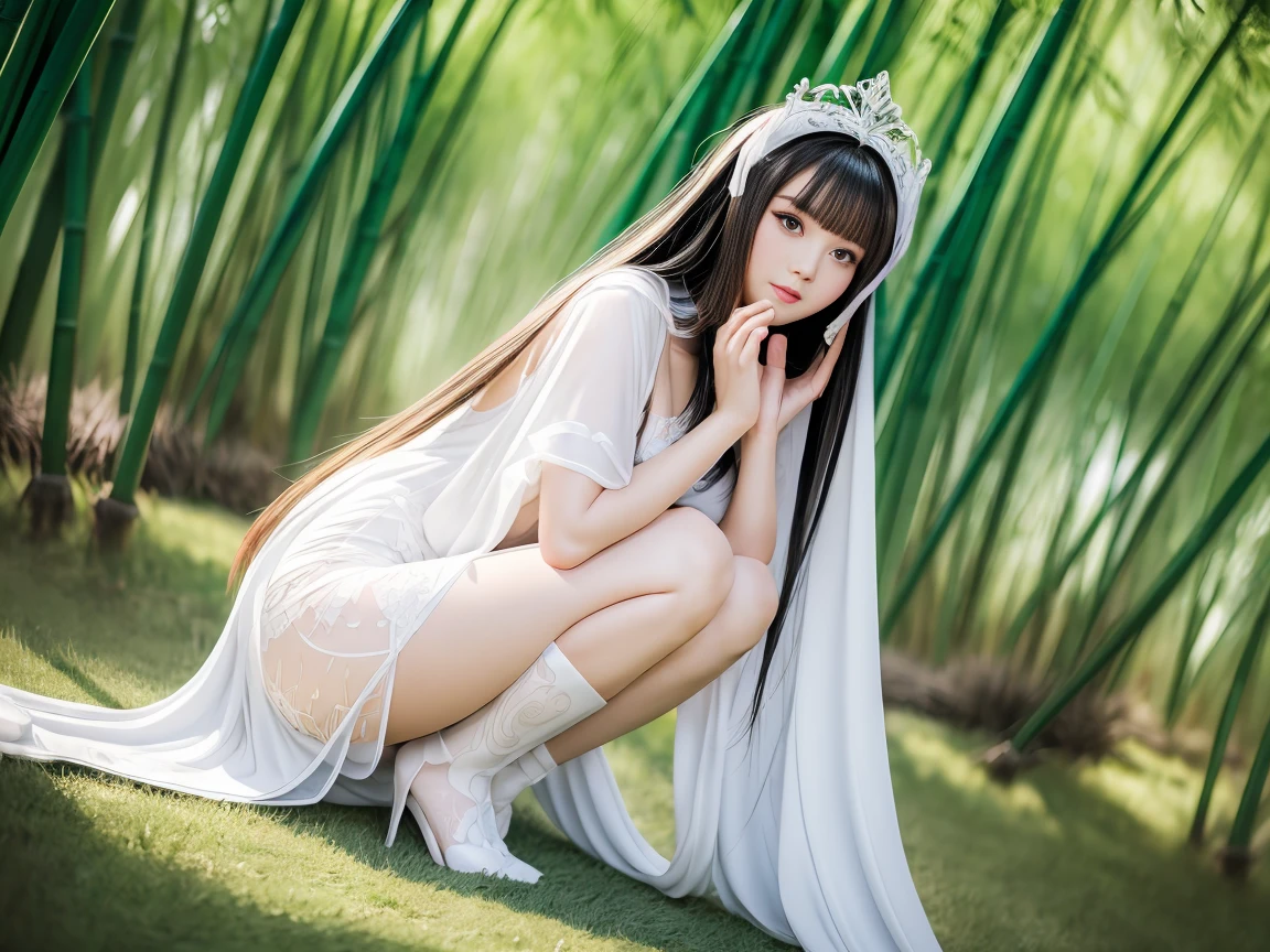 ulzzang-6500-v1.1, (original photo: 1.2), (realistic: 1.4), beautiful and detailed girl, sitting on the ground with open legs, facing the camera, very detailed eyes and face, beautiful detailed eyes, ridiculous, incredibly ridiculous, huge file size, super detailed, high resolution, actress, wearing transparent bikini, transparent, transparent panties, ((transparent panties: 1.5)), ((dynamic pose))), (knees bent legs sitting))
