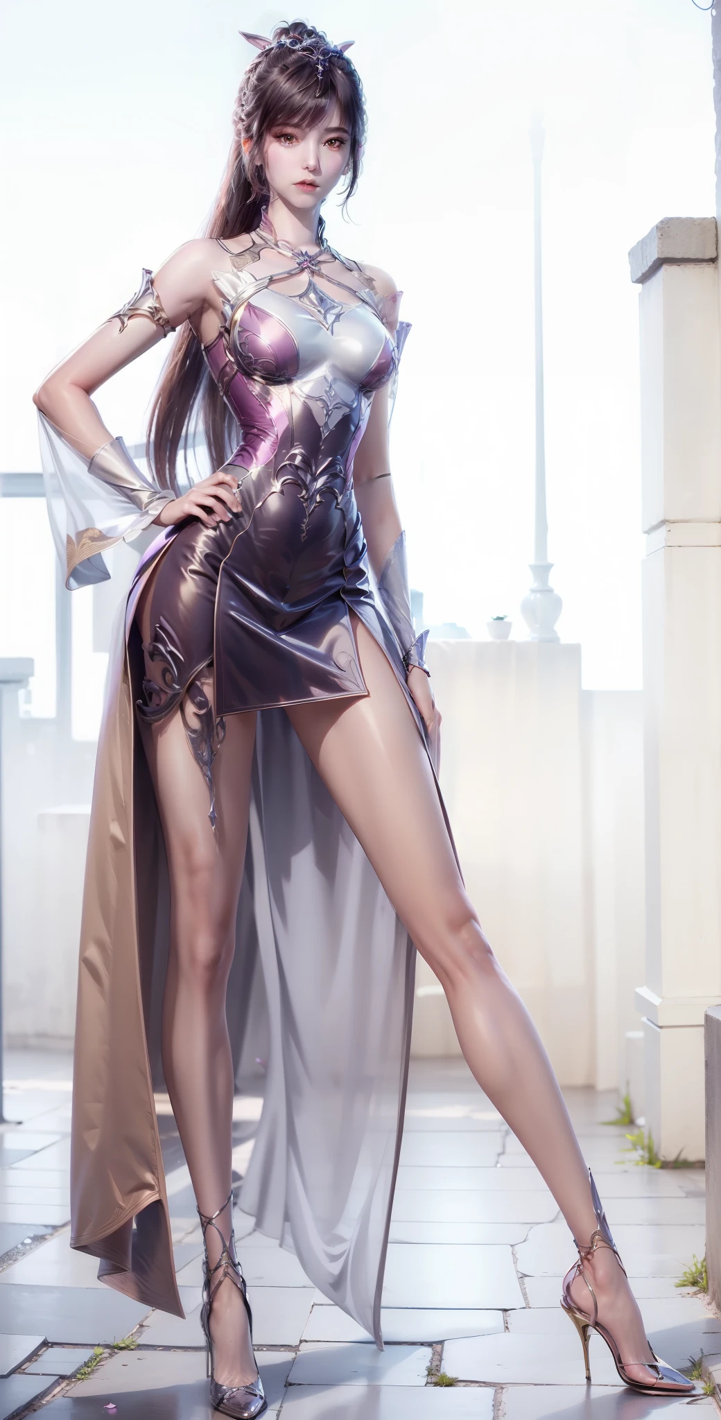 nsfw,(((masterpiece))), (((best quality))), ((ultra-detailed)), ((an extremely delicate and beautiful)), 8K, HDR, very delicate and beautiful, High resolution
, Tifa Lockhart, 20 years old, sexy, voluptuous breasts, gigantic breasts, cleavage, breast focus, accurate human body
, ((full body:1.4)), hand on own hip, crossed arms
, Embarrassed, (blush:1.4), startled, (shame:1.4), bitch
, (erect nipples:1.4), (pointed breast:1.4)
, shiny cheongsam dress:1.4, one peace dress, short length dress:1.4, high heels
, (tight clothes:1.4), (body fitting cloths), ((no underwear:1.4)), high heels