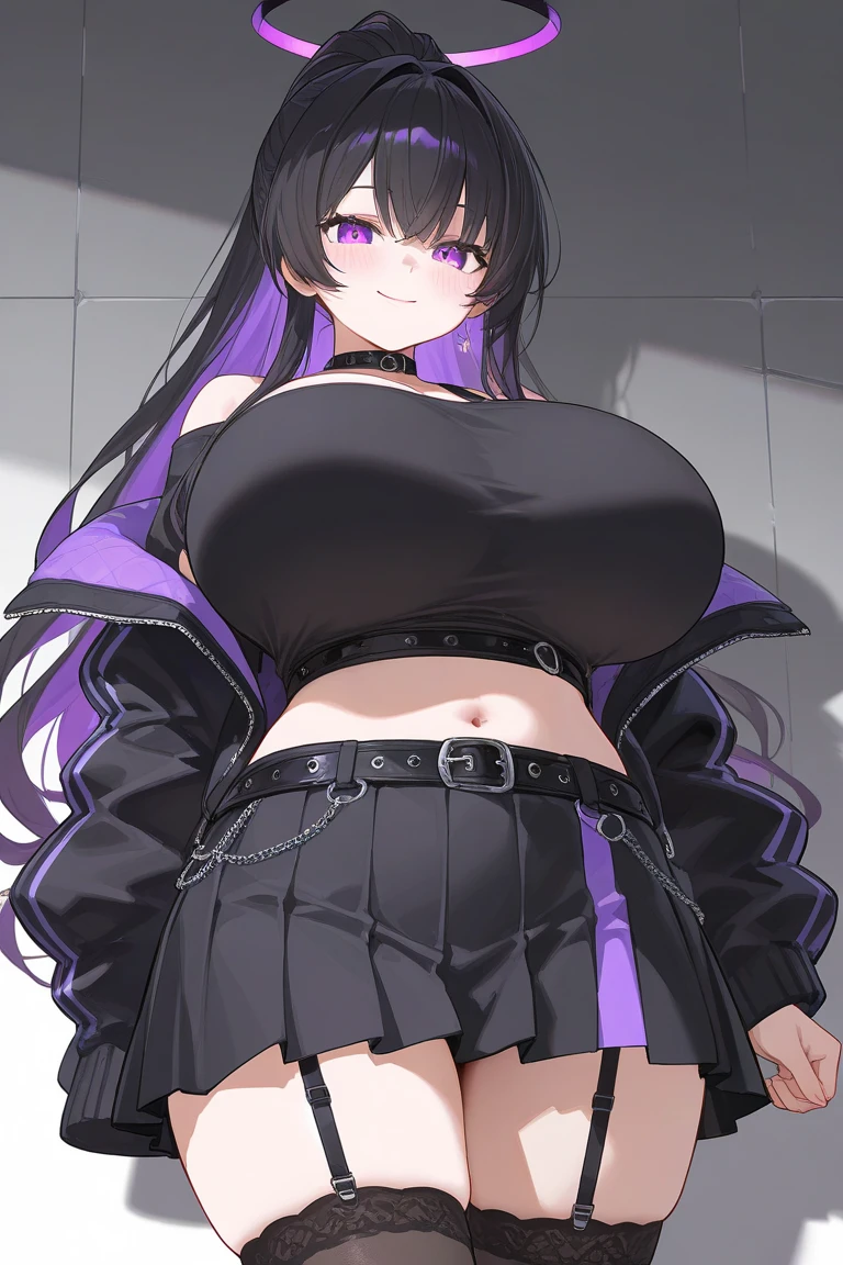 kirito, Pink egyptian clothing, blushing brown skin, and long black hair standing alone in the dance hall, Super huge big breasts breast enlargement looking into camera and smiling full-body shot illustration, ultra-detailed, HDR, vibrant colors, soft lighting