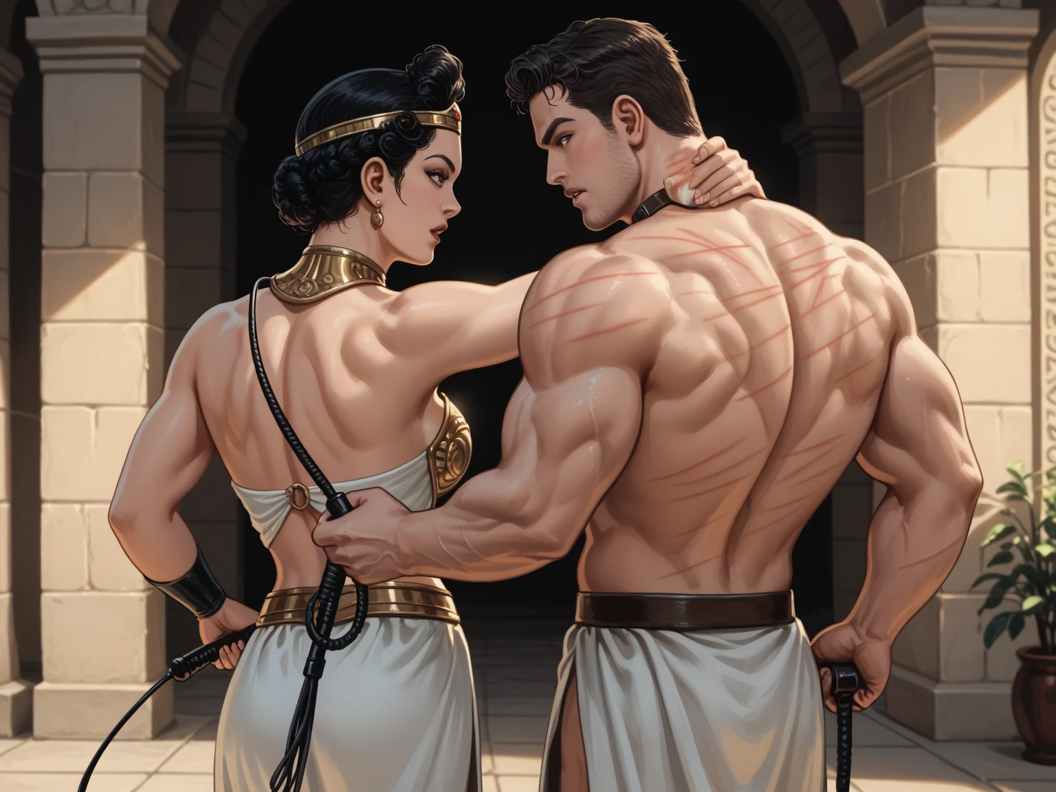 (((young innocent male adult ancient greek warrior with thick well drawn blond curly hair and group of another warriors with dark, ginger and brown hair))), , NSFW, ((he is wearing white traditional erotic greek white loin-cloths))), ((wearing mini white chlamys)), (((setting inspired by game Astoria’s fate kiss))), ((wearing greek gold armbands and leg armor)), ((((lewd ancient male greek young warrior wearing a male classic erotic mini greek clothes with their excess extra thick pubic hair visible and flaccid cocks)))), ((((hairy armpits hentai)))), (((artstyle inspired by nutaku hentai game))), ((male with huge oiled sagging pecs, greek attire), ((setting is Mount olymp)), (((feast organized by gay Dionysus featuring greek warrior petrified stone statues, spankimg crowded by gay horny hentai NPCs))), ((pixiv top rated)), ((gay greek mythology)), ((male sexy thighs)), (((males worshipping and spanking))), ((( yaoi spanking))), ((on all fours yaoi anal and spank)), 