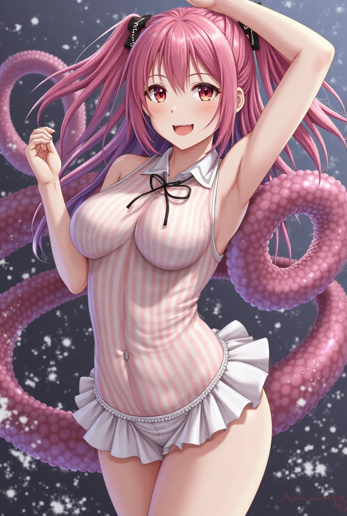Exusiai(Arknights),red hair,peach skin,curvy body,wears see through pajamas,sucking tentacle cocks,big breast,thick thighs,fat ass,sleeping on bed,hugging tentacles, stroking multiple tentacles,pussy penetrated,double penetration,some tentacles are touching/holding her body,midnight background, romantic moment,very nsfw.