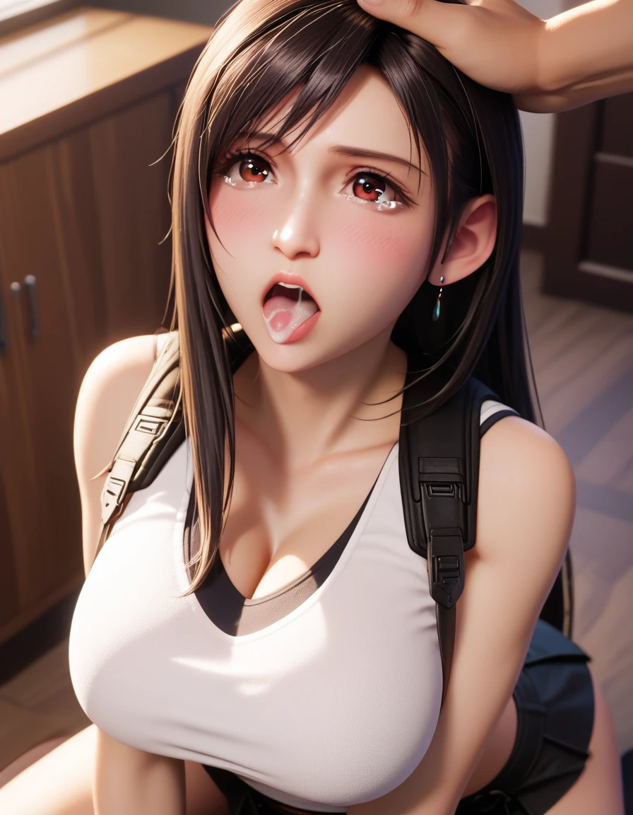 score_9、score_8_up、score_7_up,One girl、(((Tifa Lockhart:1.5)))、Erotic、Dark fantasy、Realistic style、Perfect female body、Small waist、Arch your back、Curvaceous Body、Kneel、Big Tits 1.1、Beautiful breasts、lips、Long Hair、eyeliner、Eye lashes、Detailed eyes、Mature Woman、sexy、Cool face、(Painful expression、Cum in mouth,steam:1.1)、blush、(Detailed Hair、bangs、Dark Brown Hair、Fluttering Hair)、Stone Wall、Dark dungeon background、Brown eyes、FF7、Silver Earrings、(Black collar and lead、Leather Harness Bondage Restraints、Tightly squeezed breasts、shibari、suspenders、Put your arms behind your back、Grabbing hair)、No correction、Sweaty、Wet、開いたlips、Upper Body、naked、(Puffy nipples:1.1)、High resolution、high quality、最high quality、masterpiece、HDR、Highest production values、masterpiece、((deep throat フェラチオ、Deep Throat、Face、Press the head against the penis、((Grabbing the head violently:1.5))、blowjob、deep throat、Huge penis in mouth、(Woman swallows man's penis、Penis in her mouth、His hands are holding her head)、One man、A thick but not long penis、Vein Penis:1.1))、Cum on tits、Semen dripping from the penis、Mr.々Variations、From various angles