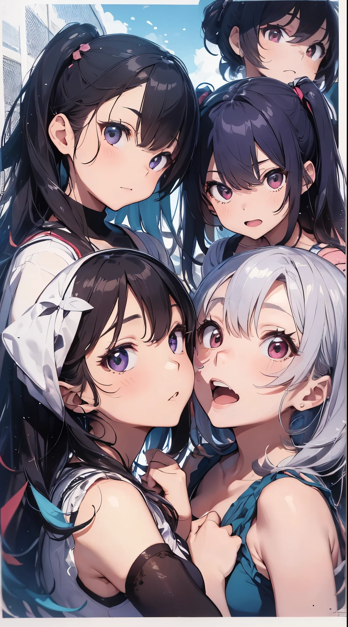 incoming kiss、face on focus、from front、tongue out、(8k、Best image quality、Highest quality、masterpiece)、Detailed face、((One ))、Girls Vs..((16 years old、Best Bust、Medium Bust))、(Blush 9.9) 、Beautiful breasts、naked、Browsing Caution、vapor、(immature)、(Pink nipples)、Open your mouth wide、saliva、(to close range)、 body type、(to close range)、(to close range)、Give me a hug、Reach out to me、(超to close range)